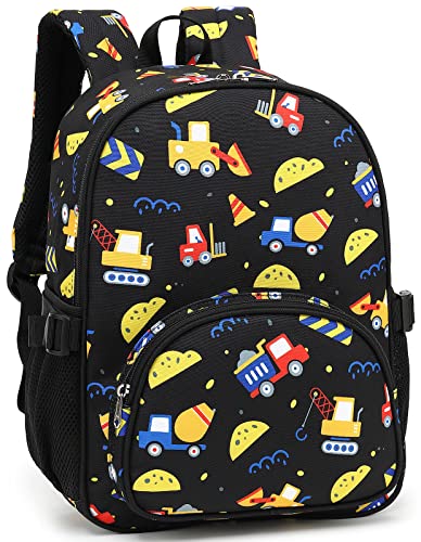 Kids Backpack Boys Girls Preschool Backpacks Toddler Bookbag Kindergarten Daycare Nursery School Bag with Chest Strap (Truck Black)