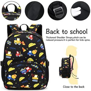 Kids Backpack Boys Girls Preschool Backpacks Toddler Bookbag Kindergarten Daycare Nursery School Bag with Chest Strap (Truck Black)