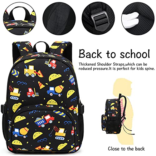 Kids Backpack Boys Girls Preschool Backpacks Toddler Bookbag Kindergarten Daycare Nursery School Bag with Chest Strap (Truck Black)