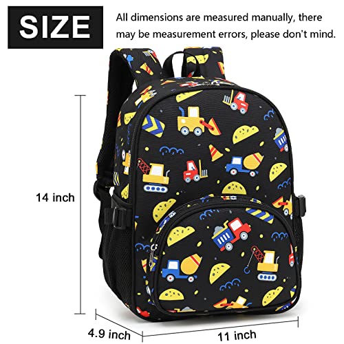 Kids Backpack Boys Girls Preschool Backpacks Toddler Bookbag Kindergarten Daycare Nursery School Bag with Chest Strap (Truck Black)