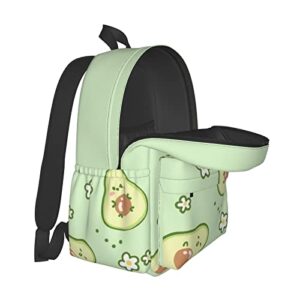 Cute Avocado Pattern Backpack 2 Piece Set Unisex Large Capacity Travel Daypack With Insulated Lunch Bag For Boys Girls School Bag