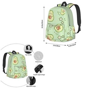 Cute Avocado Pattern Backpack 2 Piece Set Unisex Large Capacity Travel Daypack With Insulated Lunch Bag For Boys Girls School Bag