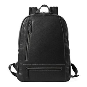 sharkborough soft canvas men’s backpack genuine leather for casual daypacks, business, travel, school. fit for 15.6″ laptop