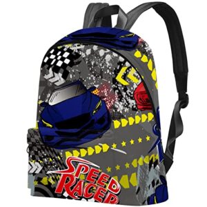 large canvas backpack college school men & women cartoon speed racer car