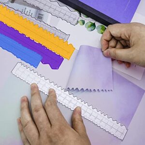 JHGCVX 3 Pieces 8.4 Inches Metal Irregular Edges Ruler Deckle Edges Ruler Measuring Embossing Cutting Dies Paper Tearing Ruler for Card Making Scrapbooking Craft Decor School Office DIY Tools