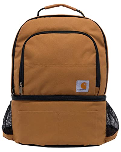 Carhartt Unisex Insulated Two Compartment 24-Can Cooler Backpack Brown One Size