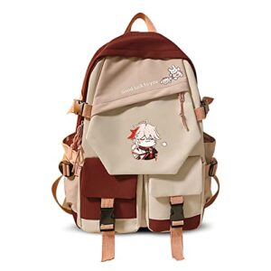 gbin genshin impact 17″backpack kazuha printed bookbag 17″large capacity laptop back pack