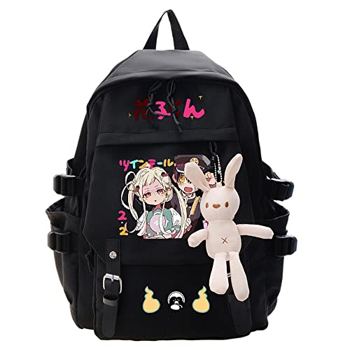 Samarr ZBIBYO Anime Hanako-kun Backpack for School Cute With doll pendant，Yashiro Nene unisex cosplay bookbag (Black4)