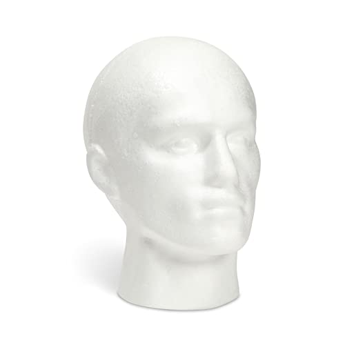 Juvale Male Head Form, Foam Mannequin Display for Hats, Wigs, Mask, Cap, White (9 x 11 In)