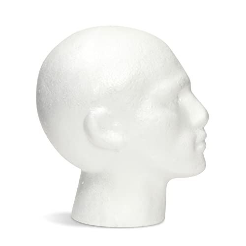 Juvale Male Head Form, Foam Mannequin Display for Hats, Wigs, Mask, Cap, White (9 x 11 In)