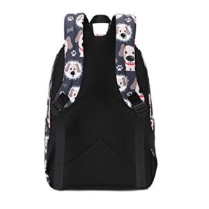 Wadirum Fashion School Backpack for Boy and Girl Weekend Travel Laptop Backpack Dog