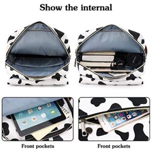 FEWOFJ Cow Print School Bag for Girls, 15.6" Laptop Backpacks College Bookbags Casual Daypack