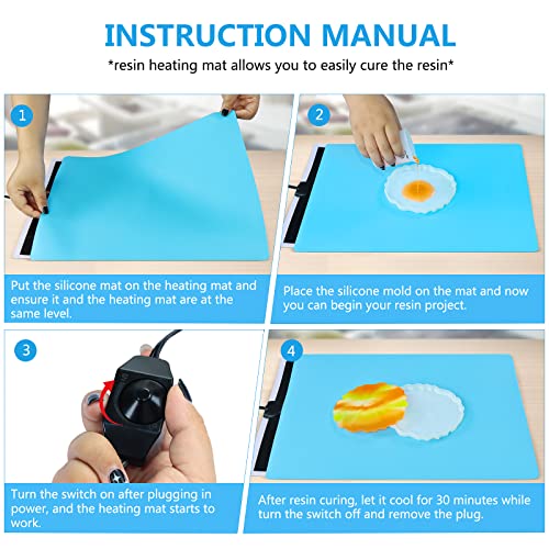 Resin Curing Heating Mat, Resin Curing Machine with 2 pcs Silicone Mats for Fast Curing Epoxy Resin, Resin Dryer for Silicone Molds, Resin Molds, Resin Supplies