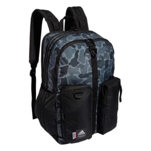 adidas iconic 3 stripe backpack, nomad camo grey/black, one size