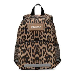 custom kid’s name cute toddler backpack personalized cheeteh leopard print mini bag for baby girl boy age 3-7