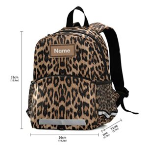Custom Kid's Name Cute Toddler Backpack Personalized Cheeteh Leopard Print Mini Bag for Baby Girl Boy Age 3-7
