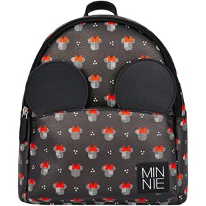 danielle nicole dani disney minnie mouse with ears backpack, small bookbag, black, 9 inch