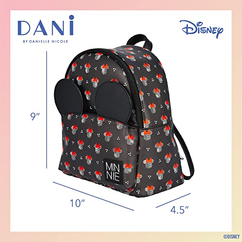 Danielle Nicole DANI Disney Minnie Mouse with Ears Backpack, Small Bookbag, Black, 9 Inch