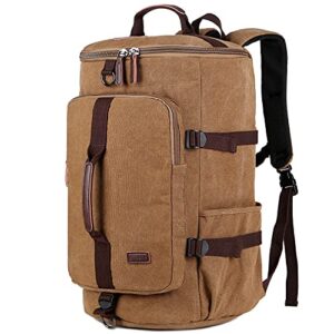 baosha canvas weekender travel duffel backpack hybrid hiking rucksack laptop backpack for outdoor sports gym hb-26(coffee)
