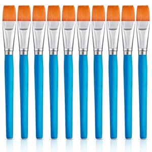 10 pieces 3/4 inch flat paint brushes acrylic paint brush artist craft paint brushes watercolor small brush bulk painting brush art detail oil brush for kid adult(sky blue,8.1 x 0.9 x 3/4 inch)