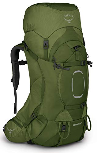 Osprey Aether 55 Men's Backpacking Backpack , Garlic Mustard Green, Large/X-Large