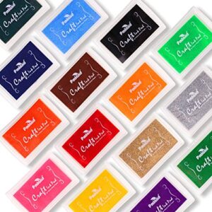 pmland craft ink pad for diy stamps on paper wood fabric – pack of 15 vibrant colors