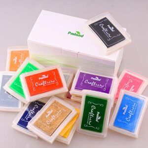PMLAND Craft Ink Pad for DIY Stamps on Paper Wood Fabric - Pack of 15 Vibrant Colors