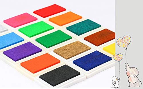 PMLAND Craft Ink Pad for DIY Stamps on Paper Wood Fabric - Pack of 15 Vibrant Colors