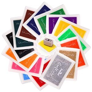 PMLAND Craft Ink Pad for DIY Stamps on Paper Wood Fabric - Pack of 15 Vibrant Colors