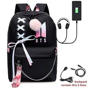 Alikpop USB Backpack Jimin Suga Jin Taehyung V Jungkook Korean Casual Backpack Daypack Laptop Bag College Bag Book Bag School Bag