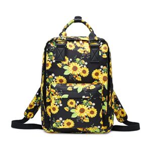 nohclie print laptop backpack, classic college school backpack,water resistant casual daypack bookbag for women (sunflower) medium