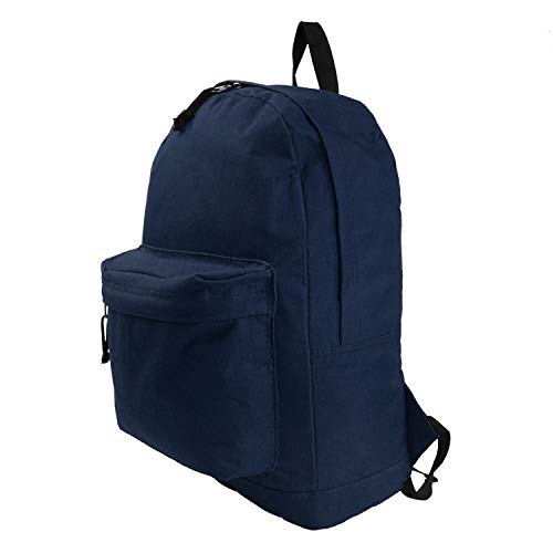 K-Cliffs Basic Backpack Classic Simple School Book Bag Student Daily Daypack 18 Inch Navy 18"x13"x16"