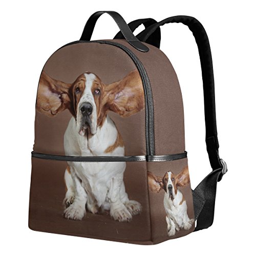 ALAZA Basset Hound Dog Flying Ears Backpack for Boys Girls School Bookbag