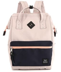 himawari travel school backpack with usb charging port 15.6 inch doctor work bag for women&men college students(9003-grey pink04#)