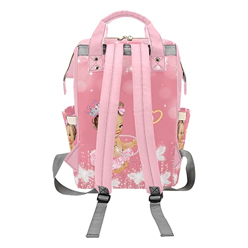 Butterfly Cute Girl Pink Personalized Diaper Bag Backpack Custom with Name Unisex Nursing Large Capacity Mommy Backpack