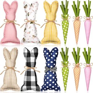 12 pieces stuffed fabric bunnies easter table top rustic farmhouse decor plush carrot bunny decor rabbit decor tall vase filler decor for desk counter tiered tray wedding home exquisite soft craft