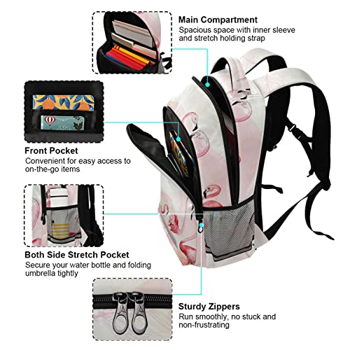 Kigai Pink Flamingos Backpacks Waterproof Laptop Casual Daypack Tablet Travel Backpack School Bag with Multiple Pockets