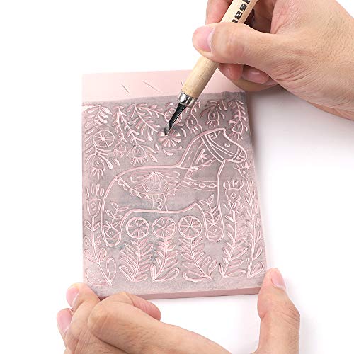 SGHUO 8 Pcs 4"x6" Pink Rubber Carving Blocks Linoleum Block Stamp Making Kit