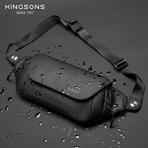 Kingsons Compact EDC Tech Sling Bag for Men, Waterproof Crossbody Bag Chest Shoulder Backpack with Magnetic Closure, Everyday Carry Bag for Travel, Work, Sport