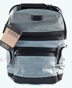 renwick business backpack with genuine leather trim (grey denim)