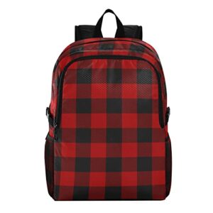 ALAZA Lumberjack Plaid Red and Black Squares Lightweight Packable Foldable Travel Backpack