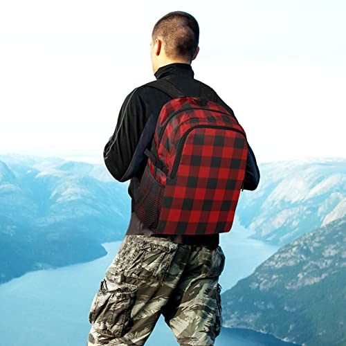 ALAZA Lumberjack Plaid Red and Black Squares Lightweight Packable Foldable Travel Backpack