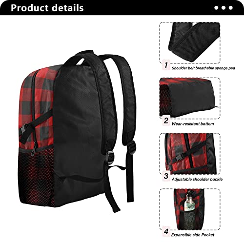ALAZA Lumberjack Plaid Red and Black Squares Lightweight Packable Foldable Travel Backpack
