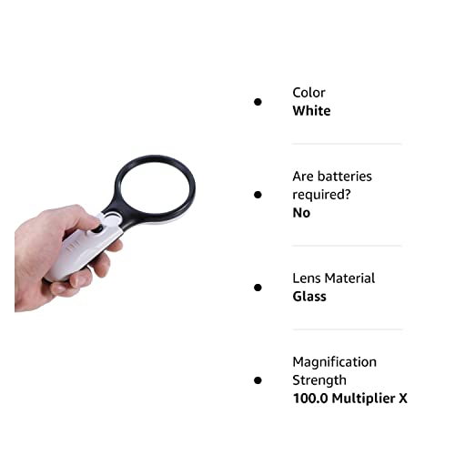 New 100x Handheld Magnifying Glass Reading Lens 3 LED Light Jewelry Loupe