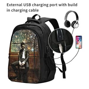 KyleCServaiss Classic Unisex Backpack 17in for Fitness Kid Custom cudi Travel Laptop Schoolbag with USB Charging Port/Earphone Hole for Men and Women School Backpack