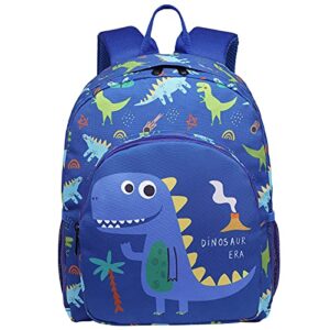 f-color kids backpack for school – lightweight toddler – water resistant preschool backpack for boys and girls with chest strap, reflective stripes, bpa free, dinosaur blue