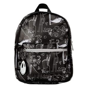 disney nightmare before christmas allover print double strap should bag, mini backpack with molded jack dangle, 10.5 inches, adjustable straps, faux leather