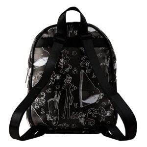 Disney Nightmare Before Christmas Allover Print Double Strap Should Bag, Mini Backpack with Molded Jack Dangle, 10.5 Inches, Adjustable Straps, Faux Leather