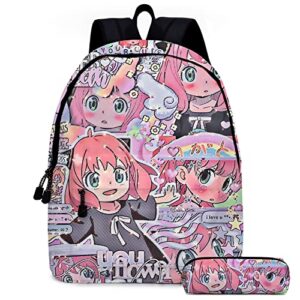 anya forger backpack yor forger school bag cosplay backpack with pencil box