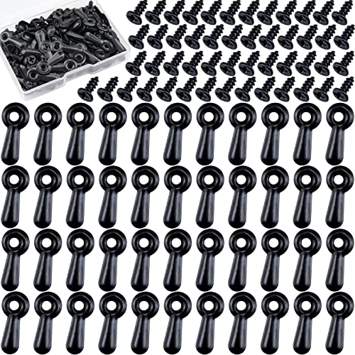 Frame Picture Turn Button Fasteners Set 100 Pieces Picture Frame Hardware Backing Clips with 100 Pieces Screws for Craft, Hanging Pictures, Photos, Drawing, Black (Turn Button)